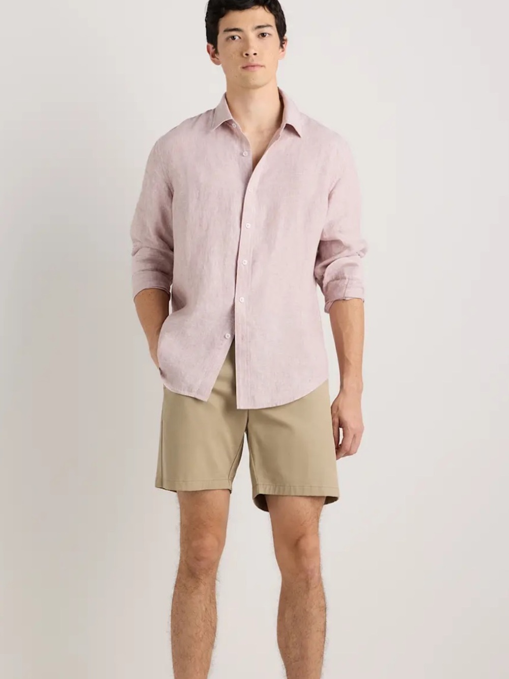 Quince 100% European Linen Long Sleeve Shirt Vintage Pink Chambray XL NWT